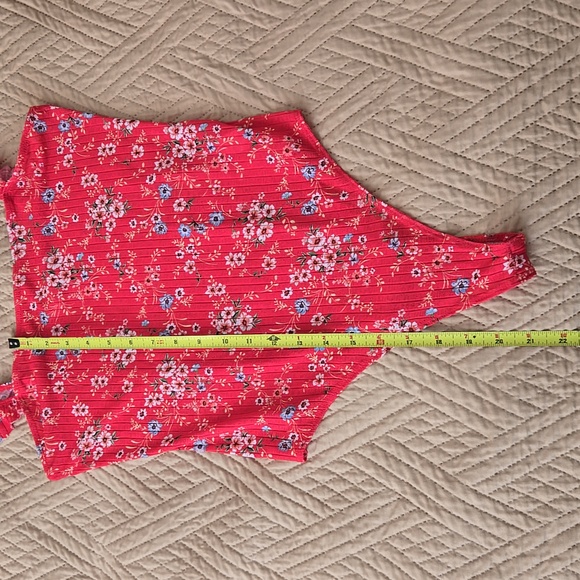 Socialite bodysuit ruffle sleeve floral red medium - Picture 7 of 9